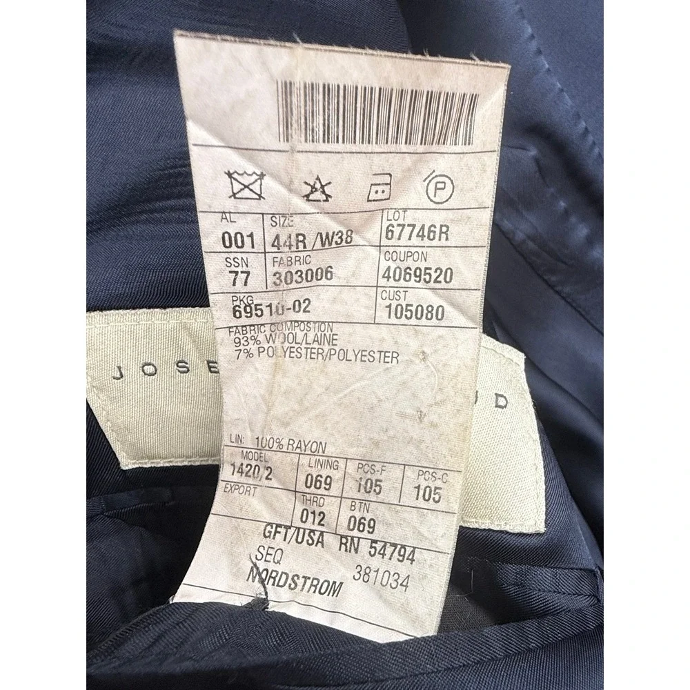 Joseph Abboud Mens 44R Navy Pinstripe Sports Coat Vintage Wool Jacket #1795